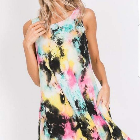 tie dye sleeveless dress